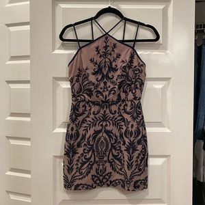 BCBGMAXAZRIA Embroidered Cocktail Mini Dress